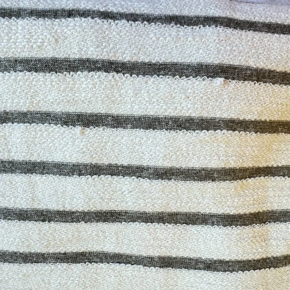 Matilda Jane Classic with a Twist Top Grey and Cream Stripe Lace Trim Drop Cut M